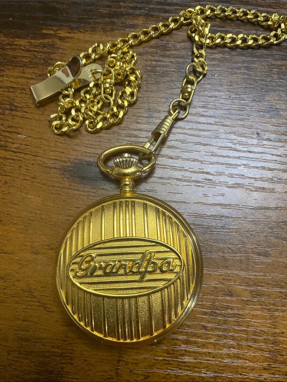 Gold-Tone 'Grandpa' Pocket Watch Necklace - Classic Men's Accessory